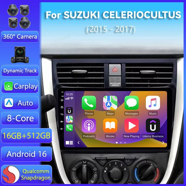 RSNAVI Android 16 Autoradio mit CarPlay, WIFI und 4G für SUZUKI CELERIO/CULTUS 2015-2017, Multimedia GPS Player Stereo 2din Head Unit, Schwarz - Bild 1