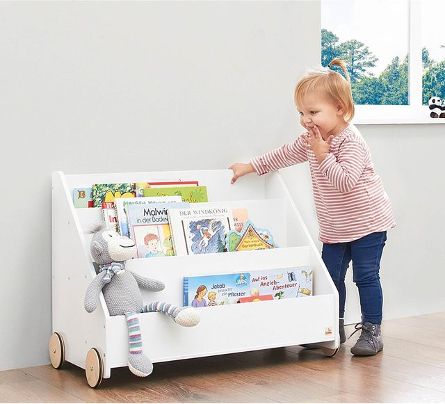 Pinolino Kinder-Bücherregal Lasse weiß mit Rollen B/T/H: 43 x 55 x 65 cm - Bild 1
