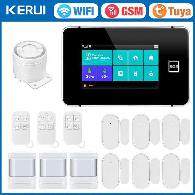 KERUI G60B WIFI GSM Smart Home Alarmsystem mit 4,3 Zoll Touchscreen Panel und Temperatur- sowie Feuchtigkeitsanzeige via Tuya App - Bild 1