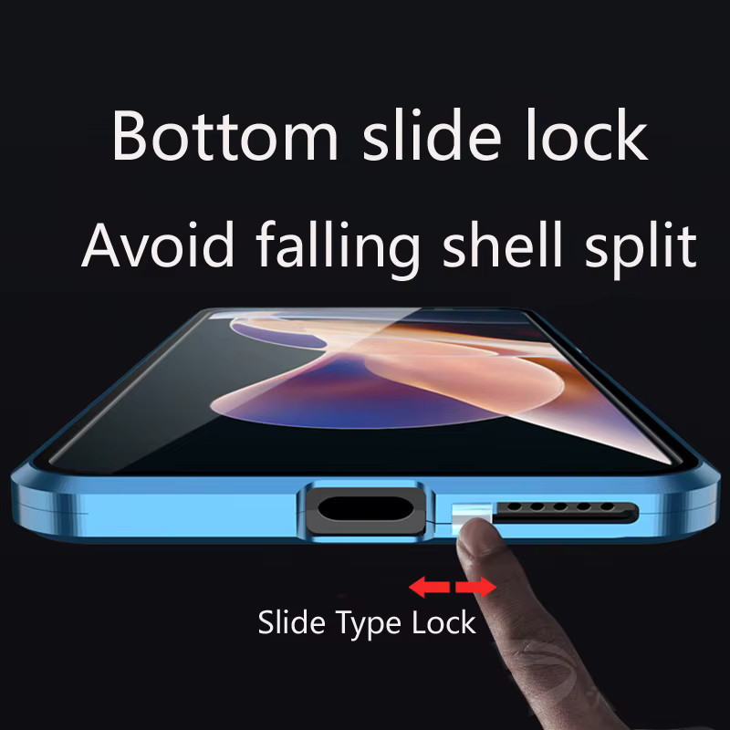 Xiaomi Magnetische Handyhülle mit Schnappverschluss und Linsenschutz aus gehärtetem Glas für Redmi Note 13 14 15 Pro Plus 5G, Farbe: Grün - Bild 3