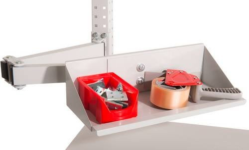 Manuflex ZB3902.5021 Sichtboxen-Regal-Halter-Element für UNIVERSAL und PROFI mit Doppelgelenk, Grau, B/T/H: 43,5 x 16,5 x 12,0 cm - Bild 1