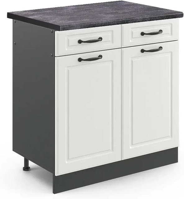Vicco Küchenunterschrank R-Line Landhausstil in Weiß und Anthrazit, B: 80 cm, T: 60 cm, H: 81,6 cm - Bild 1