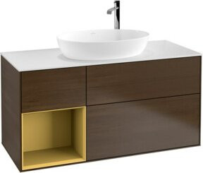 V&B Waschtischunterschrank Finion mit Wandbeleuchtung in Weiß lackiert, Breite: 120 cm, Tiefe: 50,1 cm, Höhe: 50,1 cm - Bild 1
