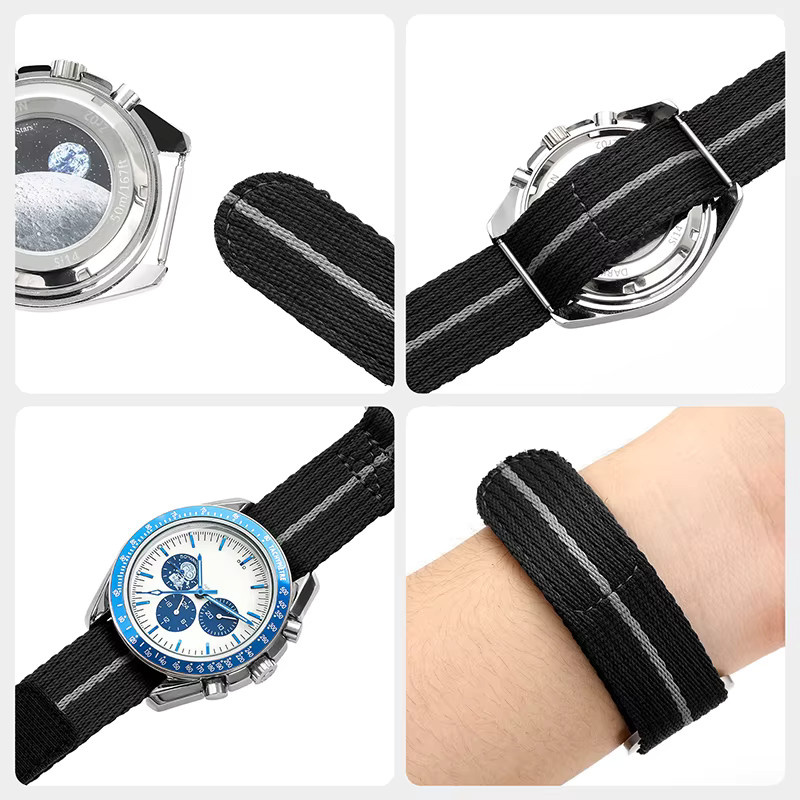Watchdives Uhrenarmband Nylon, Schwarz, Unisex, 20 mm, 22 mm - Bild 4