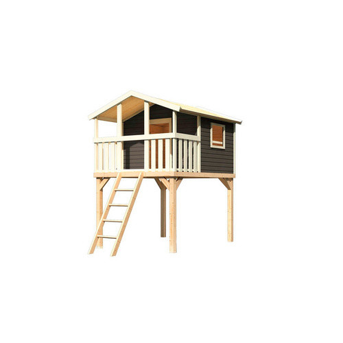 Karibu Spielturm Benjamin Stelzenhaus mit Holzleiter in Terragrau, B/H/T: 225 x 309 x 250 cm - Bild 3