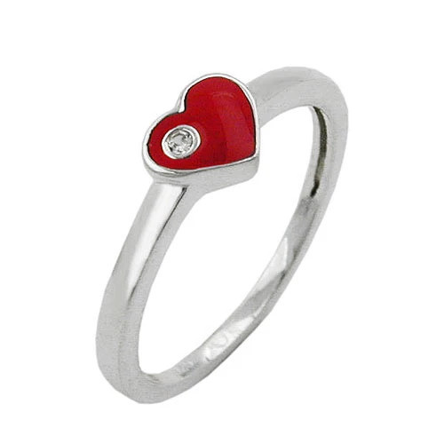 SIGO Ring Kinder, Herz-rot, Zirkonia, 925 Silber, Größe 42 - Bild 1