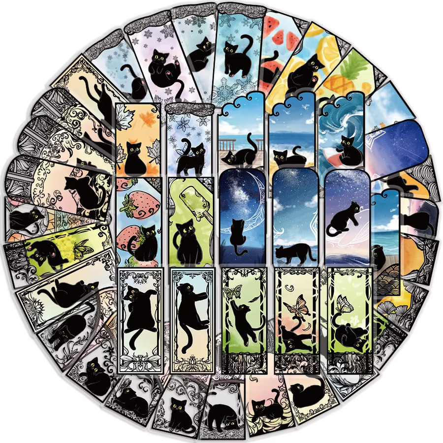 Charile Tarot Karte Schwarze Katze Cartoon Aufkleber, transparent - Bild 2