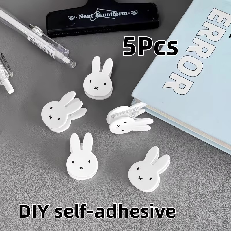 5 Stück Miffy Selbstklebende Büroklammern aus weißem PP für DIY Haftnotizen und Papieraufbewahrung - Bild 3