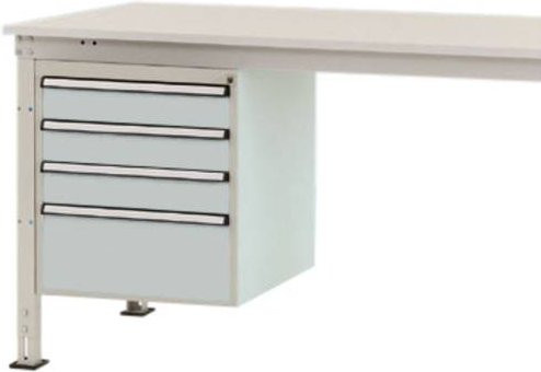 Manuflex ZB4812.7035 Gehäuse-Unterbau Stationär in Grau und Weiß mit 4 abschließbaren Schubfächern aus Stahl, Nutzhöhe: 500 mm, für Tischtiefe: 800 mm - Bild 1