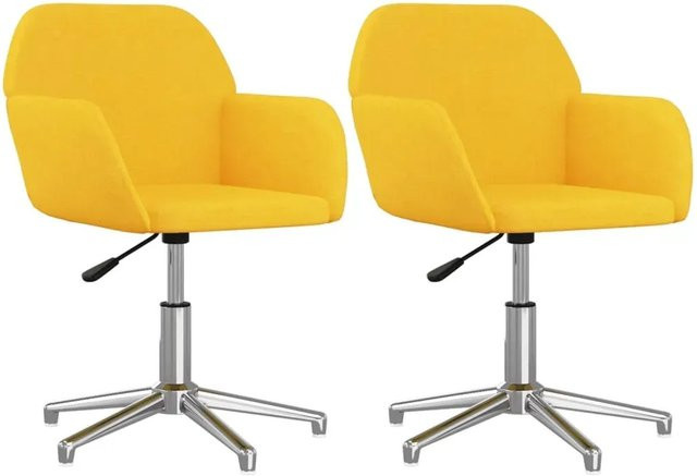 vidaXL Esszimmerstühle 2er Set drehbar in Gelb aus Stoff und Metall - Bild 1