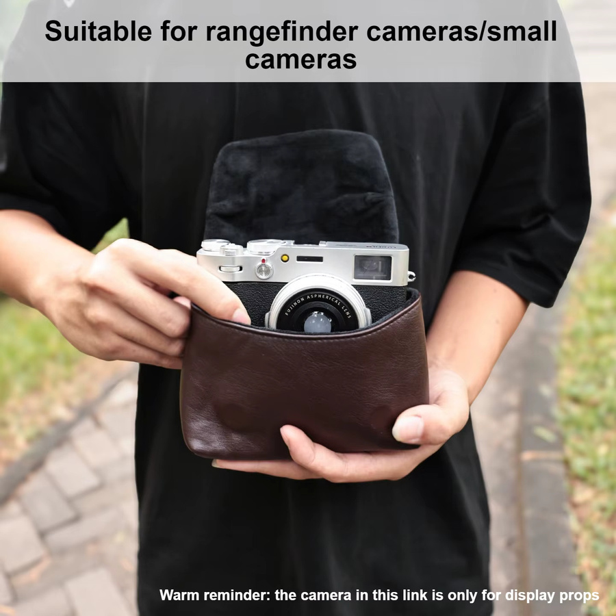 Kameratasche aus weichem Leder für Fuji, Ricoh und Sony spiegellose Kameras sowie CCD-Digitalkameras, Schwarz, Rot, Braun - Bild 3