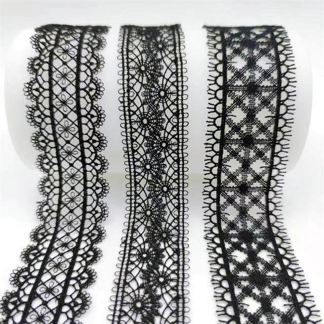 GAFABRIC Handgefertigte hohle Spitzenbänder für DIY Nähen und Kleiderdekoration in Weiß und Schwarz - Bild 1