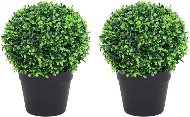 furnicato Set aus 2 künstlichen Buchsbäumen in Kugelform mit Topf, Grün, Höhe: 32 cm - Bild 1