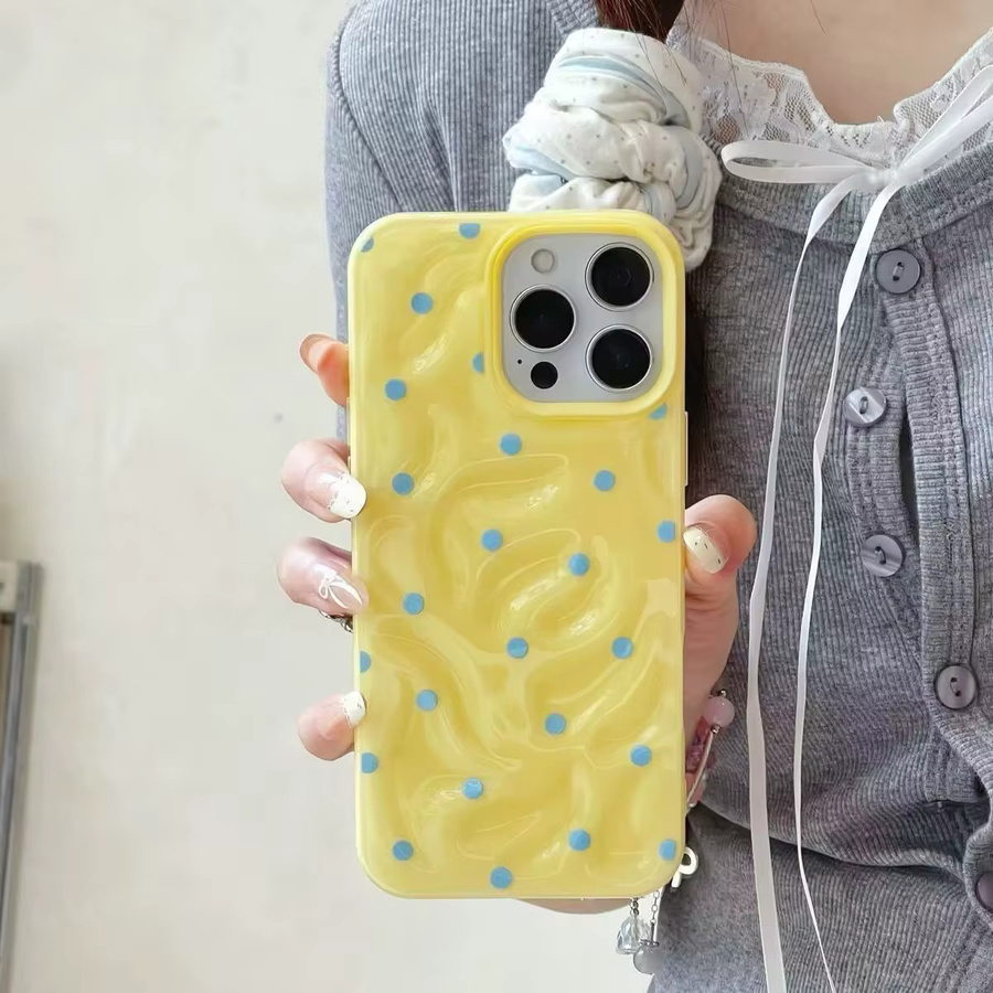 Potdemiel Polka-Dot Handyhülle mit 3D Unregelmäßigen Falten und Meteoriten-Design für iPhone 17 16 15 14 Plus 13 12 Air Pro Max, Stoßfest und Glänzend - Bild 1