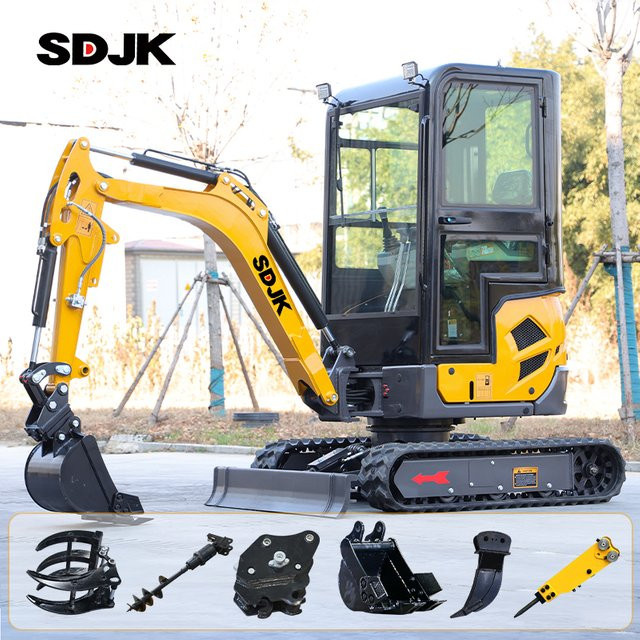 SDJK Multifunktionaler Hydraulischer Mini-Bagger 1,8 Tonnen in Gelb - Bild 1