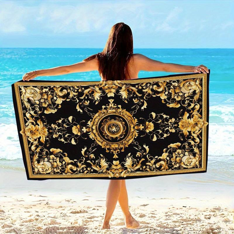 Dalangpa Strandtuch Barock-Medaillon in Schwarz und Weiß aus weicher Mikrofaser, B: 40 cm, H: 60 cm - Bild 2