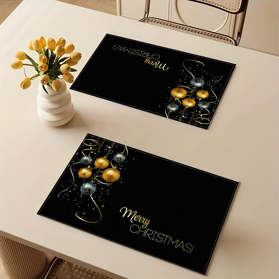 VIKAMA Weihnachtliche Tischsets für deine Party-Dekoration in Schwarz, Gold und Silber - Bild 4