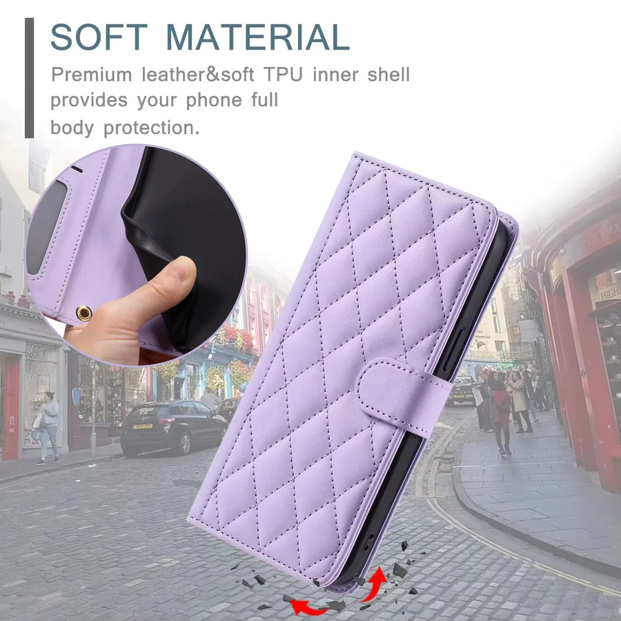 Leder-Schutzhülle als Flip Brieftasche für Huawei P50 P60 Pro P40 Lite und Honor 20 10 9 10X Lite in Gold oder Lila - Bild 2