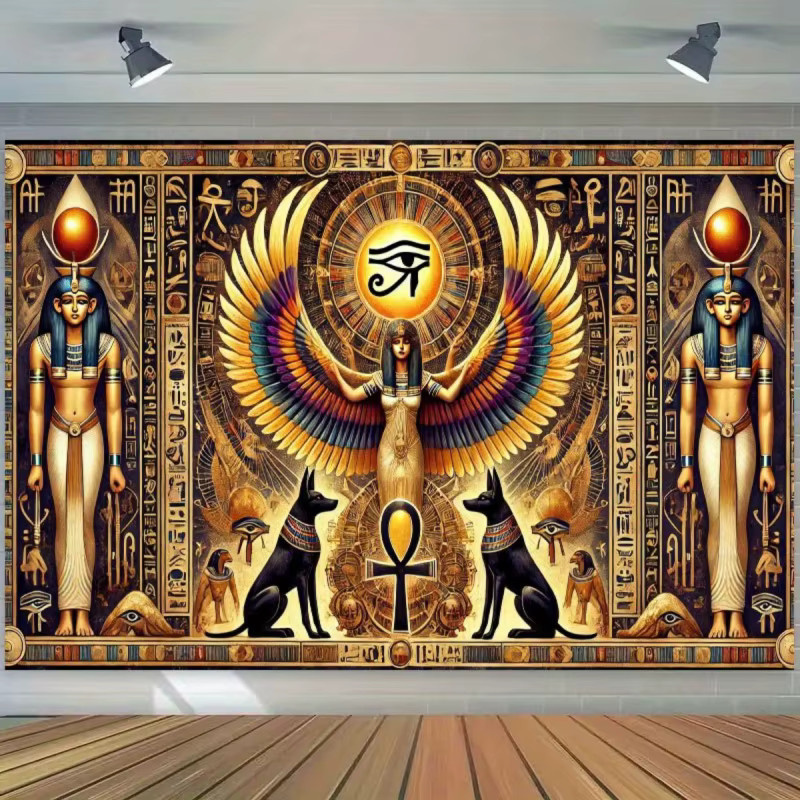VIKAMA Wandteppich mit ägyptischem Horusauge in Multicolour, orientalischer Wandteppich als exotische Wanddekoration, B/H: 40 x 40 cm - Bild 2