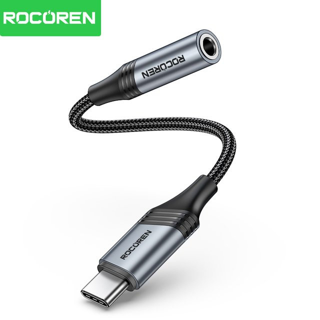 Rocoren USB-C auf 3,5mm Klinke Audio-Adapter Schwarz für Kopfhörer - Bild 1