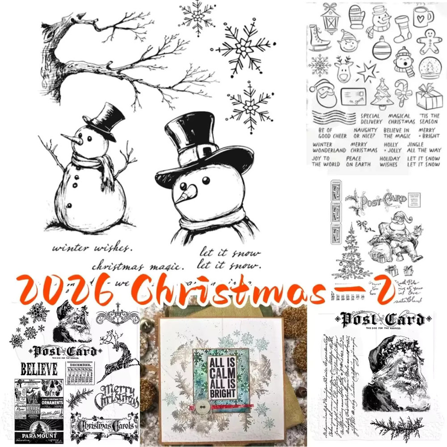 Baum- und Schneemann-Stempel Set für DIY-Grußkarten, Sammelalben und Tagebücher zur Weihnachtsdekoration - Bild 2