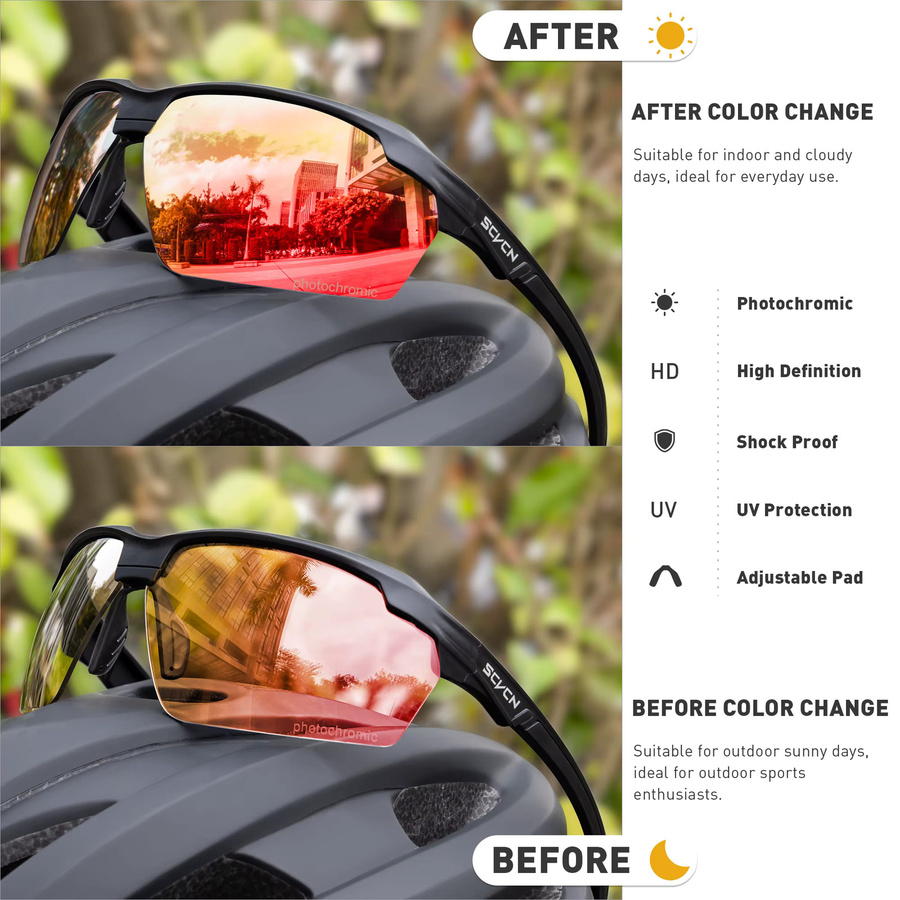SCVCN Sportsonnenbrille Photochrome, black, Kunststoff - Bild 2