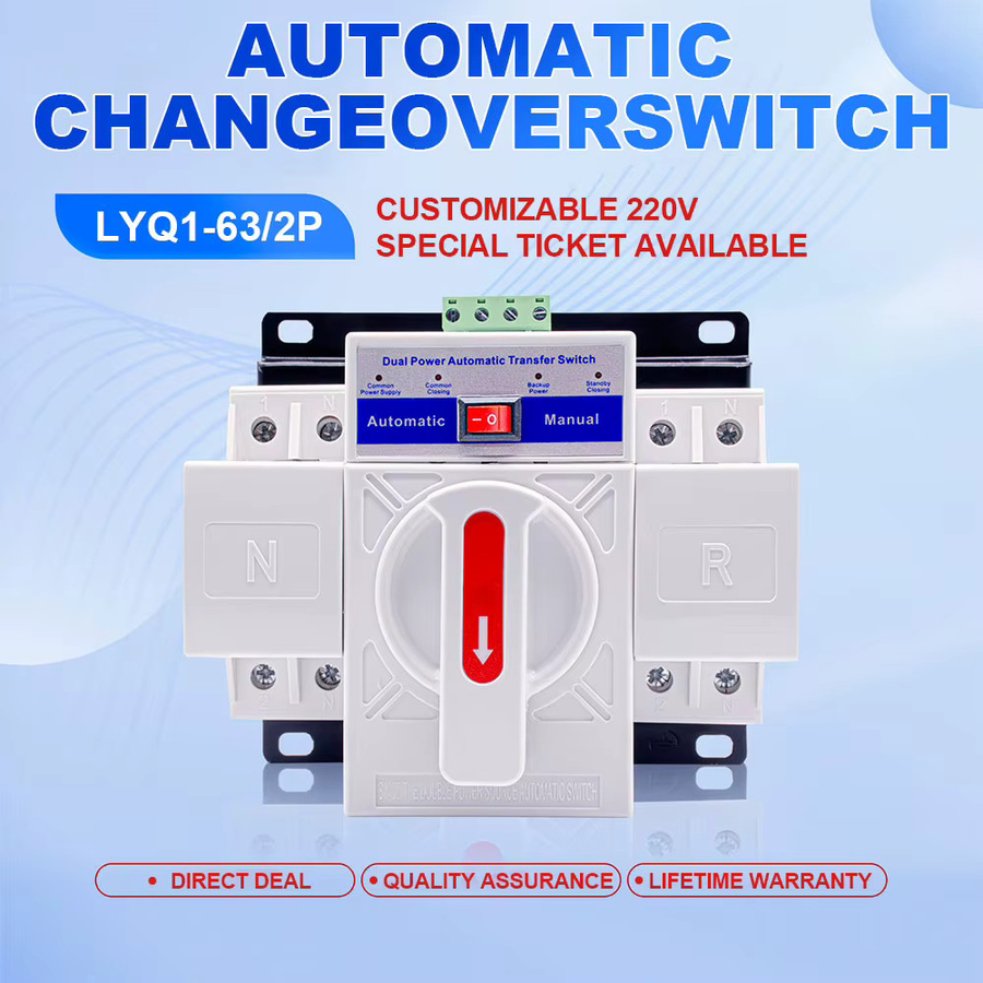Aideepen Automatischer Transfer Switch Dual Power Leistungsschalter 2P 63A AC230V in Weiß - Bild 2