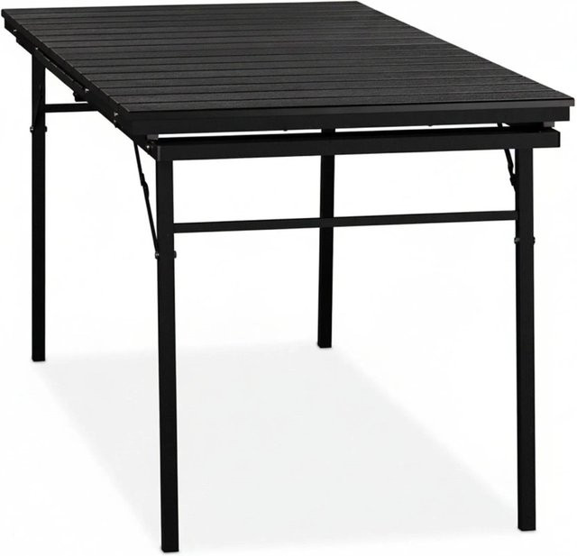 Relaxdays Gartentisch aus PE-Kunststoff und Stahl, schwarz, ausziehbar und klappbar, B/T/H: 166 x 76 x 78 cm - Bild 1