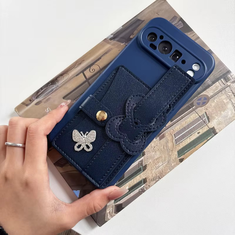 Silikon Handyhülle mit Handgelenkband und Flip Wallet Tasche für Motorola Moto Edge 70 60 50 Fusion 60S 40 NEO 50 Pro 60 Stylus E15 in Blau - Bild 3