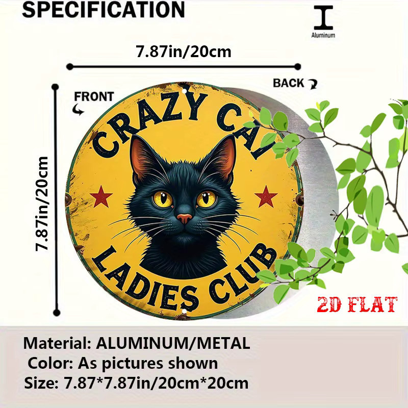 Potdemiel Rundes Metallschild Crazy Cat in Schwarz, Durchmesser: 20 cm - Bild 3