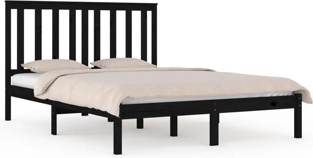 vidaXL Massivholzbett aus Kiefer in Schwarz mit rustikaler Optik, B/T: 200 x 200 cm - Bild 1