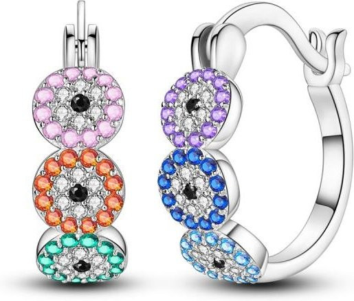 Creolen 925 Silber, Stern Mond, Zirkonia, Damen - Bild 1