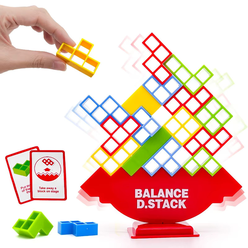 oenas Balance-Stapel-Bauklötze-Puzzle mit Karten, Familienspiel, Partyspiel - Bild 2