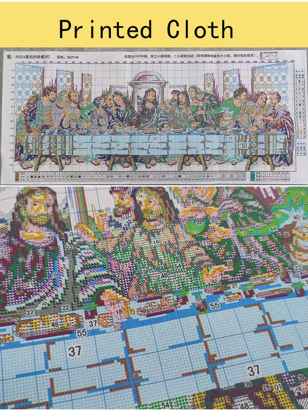 Kreuzstichset Das letzte Abendmahl als DIY-Stickset mit religiösem Motiv in Mehrfarbig - Bild 4