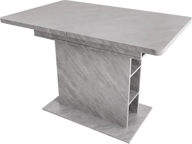 okwish Ausziehbarer Esstisch in Grau mit zentraler Säule, B/T: 130 x 70 cm - Bild 1