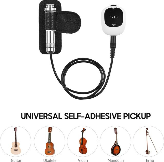 Universeller Piezo-Tonabnehmer zur selbstklebenden Montage ohne Bohren mit 3,5 mm Klinkenanschluss für Gitarre und Lautsprecher - Bild 1