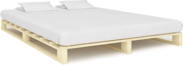 Massivholz Palettenbettgestell aus Kiefer von VD Home Furnishing in Braun, B/T/H: 140 x 200 cm - Bild 1