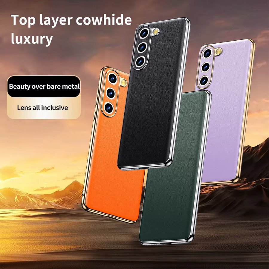 LANGSIDI Leder-Handyhülle für Samsung Galaxy S25 S24 Ultra S23 S22 Plus S21, stoßfest mit 360 Grad Schutz, Farbe: Schwarz - Bild 2