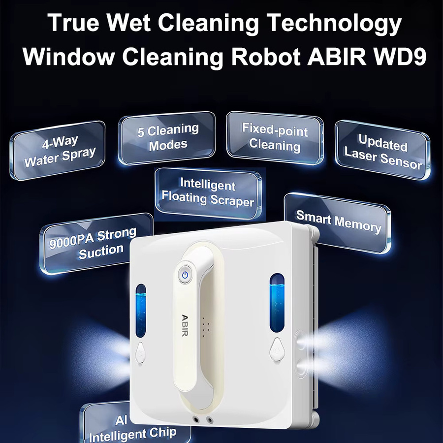ABIR WD9 Fensterreinigungsroboter in Weiß mit 4-Wege-Wassersprühsystem, Lasersensor und 9000 PA Saugkraft für Trocken- und Nassreinigung - Bild 2