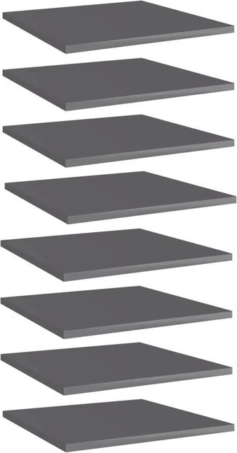 vidaXL Bücherregal-Bretter Set aus Holzwerkstoff, 8 Stück, Grau Hochglanz, B/T/H: 40 x 40 x 1,5 cm - Bild 1