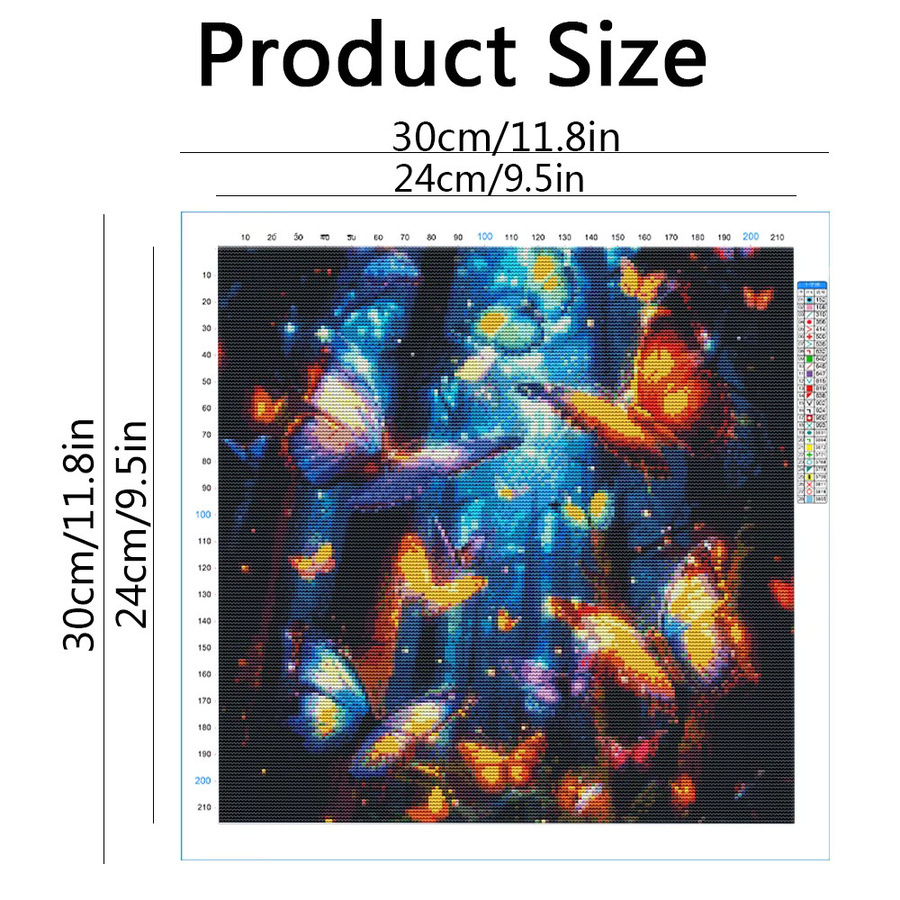 Evershine DIY Kreuzstich Set Schmetterling 5D Stickerei Kit mit Stoff Leinwand in Multicolour - Bild 2