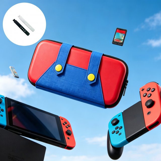 Aufbewahrungstasche im Cartoon-Anime-Stil für Nintendo Switch 2 mit großer Kapazität und Kartenfächern, Rot - Bild 1