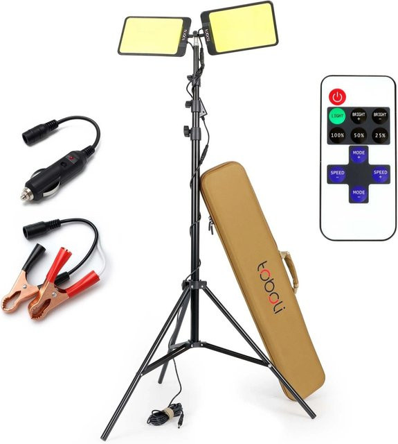 Wiltec Campinglampe V3 LED Strahler mit Fernbedienung, 55W, 11000 lm, höhenverstellbar, Schwarz-Gelb, IP67, 12V Anschluss - Bild 1
