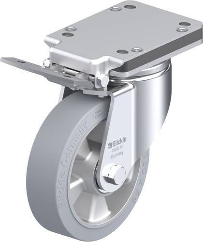 Blickle Lenkrolle LH-ALEV 160K-IS-SG mit Feststeller in Grau und Stahl, Rad-Durchmesser: 160 mm, Tragfähigkeit: 400 kg - Bild 1