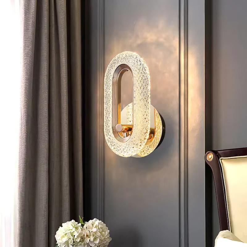Juhaw Wandleuchte mit Acryl-Lampenschirm in Gold/Messing für Schlafzimmer und Flur - Bild 4
