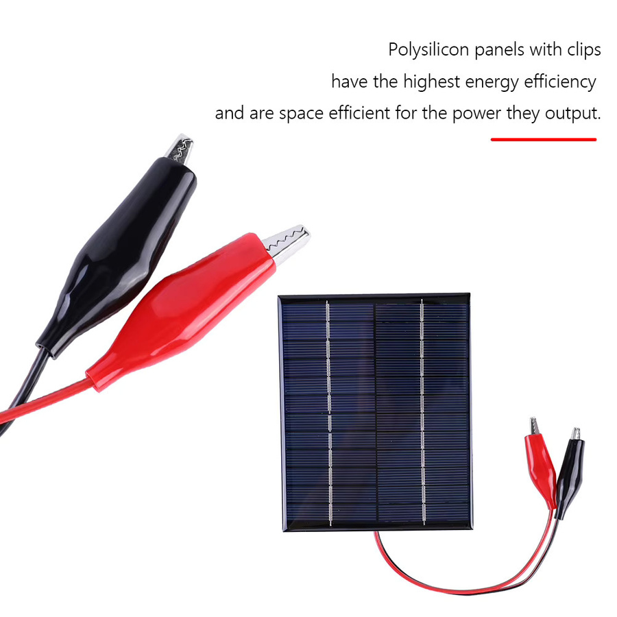 APWIKOGER 5W 12V Solarpanel Polysilizium mit Clipkabel und Barrel-Plug, Wasserdichtes Solar-Ladegerät für Outdoor-Camping, Schwarz - Bild 5