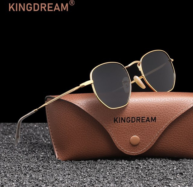KINGDREAM Sonnenbrille, rund, Vollrand, Metall, gold, Unisex - Bild 1