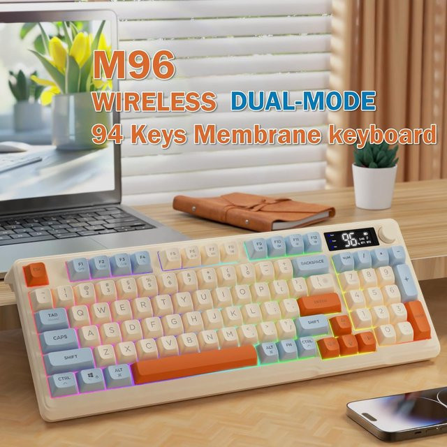 ZIYOU LANG Kabellose Gaming-Membrantastatur mit Display und Bluetooth/2,4 GHz sowie 3000 mAh Akku - Bild 1