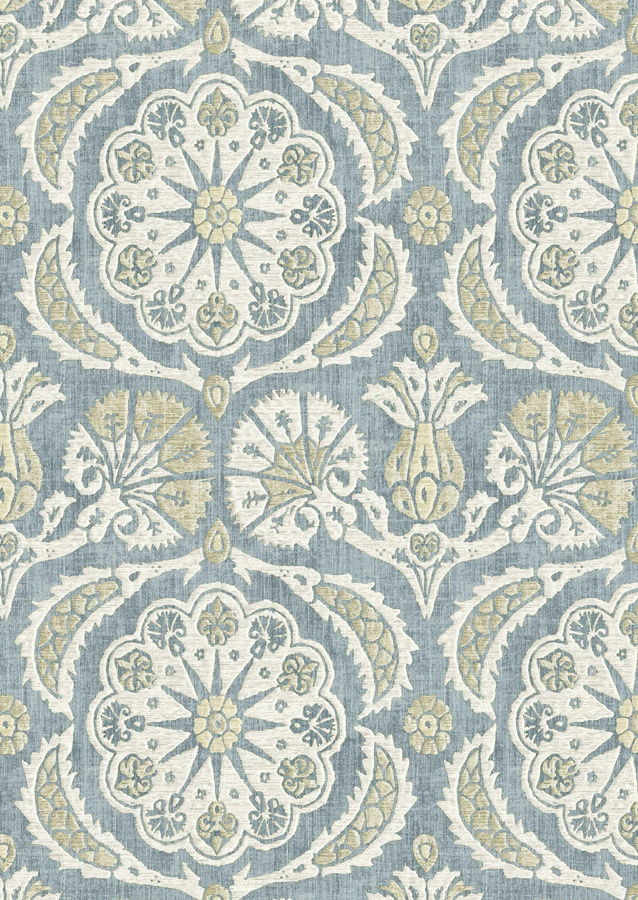 Lewis & Wood Tapete Pasha in Seaglass mit floralem und orientalischem Design in Türkis und Blau - Bild 1