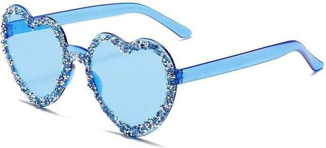 Herzförmige randlose Sonnenbrille, Multicolor, Damen, Kunststoff - Bild 1